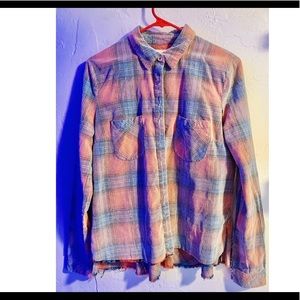 FREE PEOPLE button up flannel w/ flared back